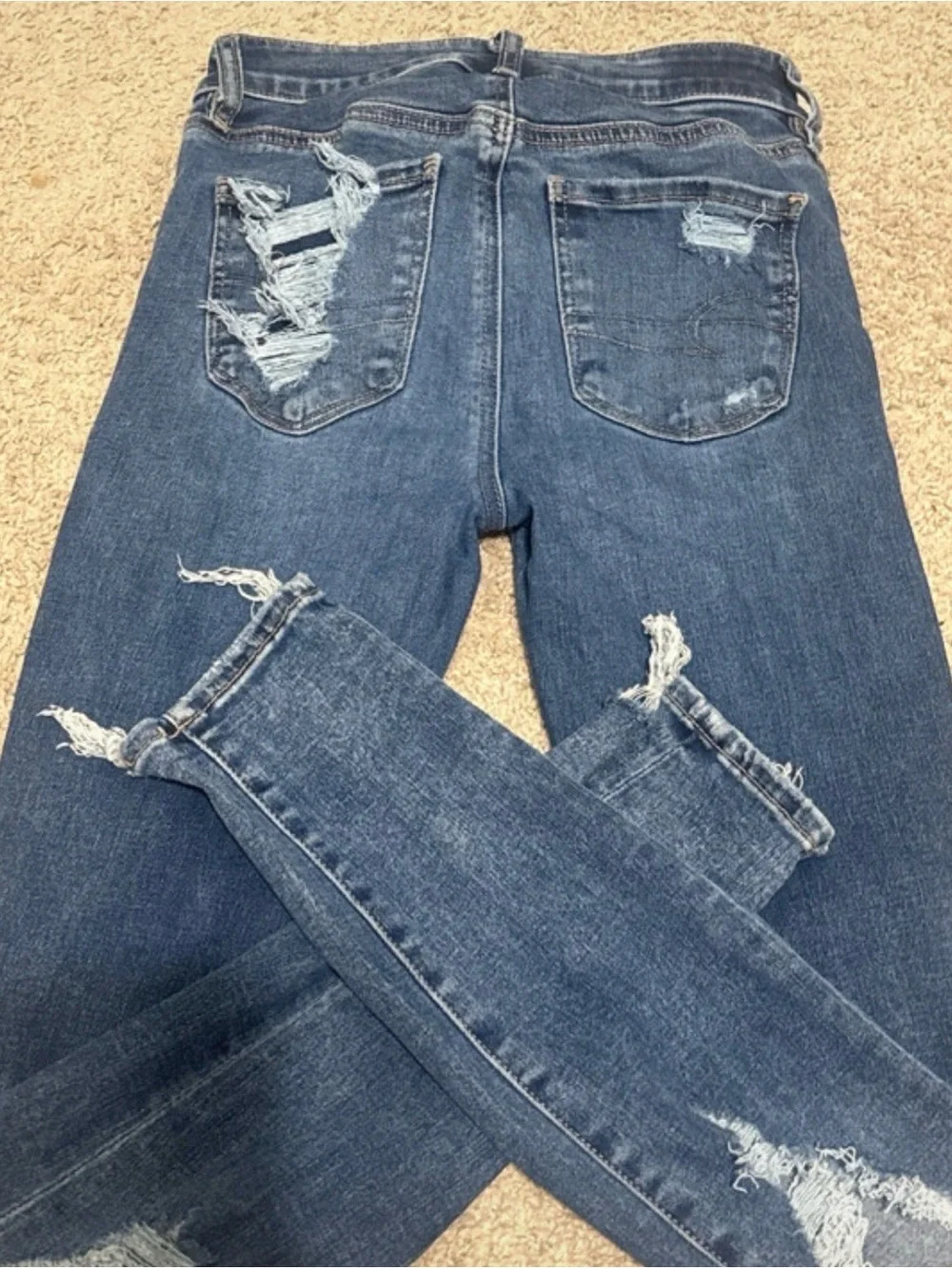 American Eagle Outfitters Dark Blue Ripped Skinny Jeans